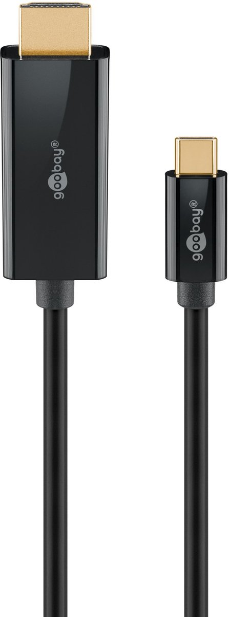 Image of Goobay USB-C naar HDMI kabel, 1 m, zwart, 4K/60 Hz, 18 Gbit/s, 15 W, 3 A