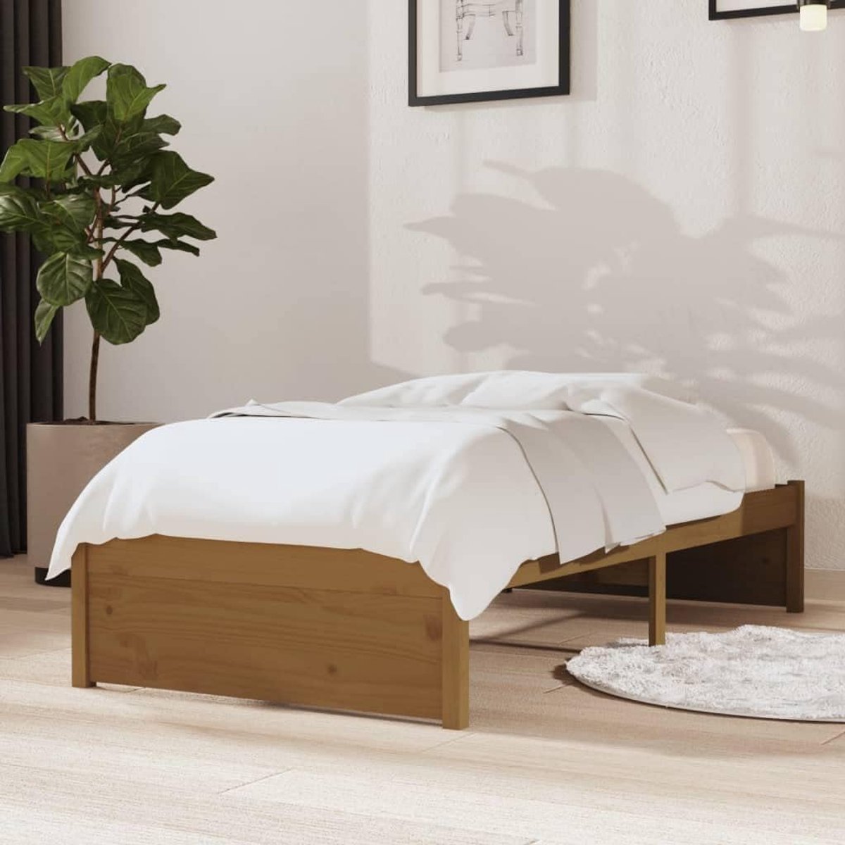 grenenhout bedframe modern eenpersoonsbed honingbruin 75x190 cm