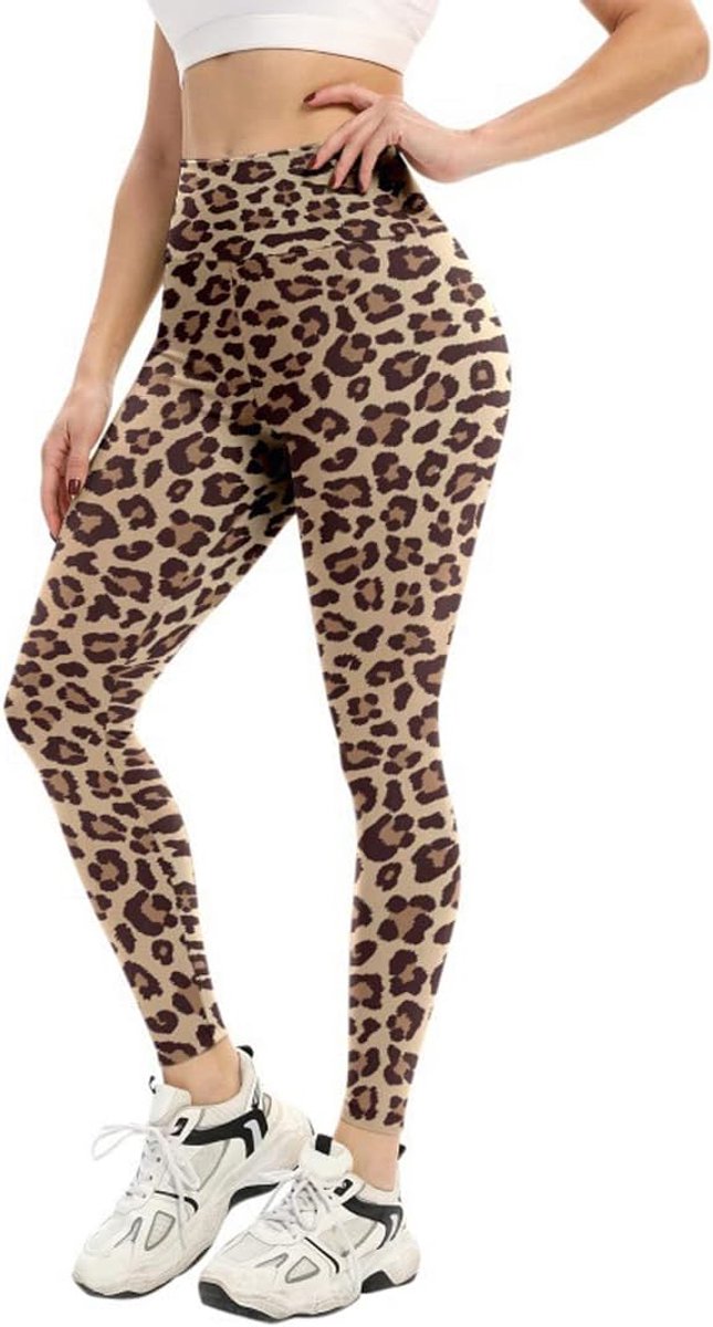 Sportlegging voor dames, hoge taille, sexy, luipaardleggings, push-up, yogabroek, buikcontrole, ondoorzichtig, elastische panty, fitness, sport