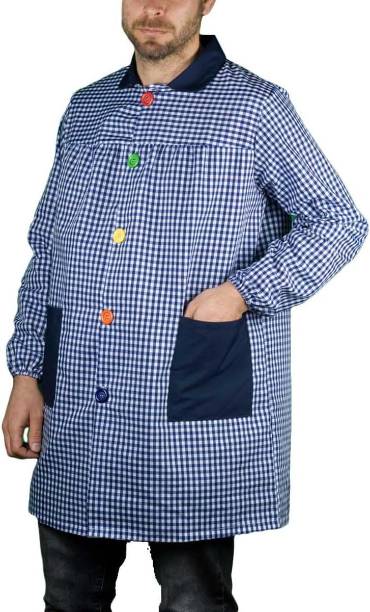 schort, geruit, school om te knutselen