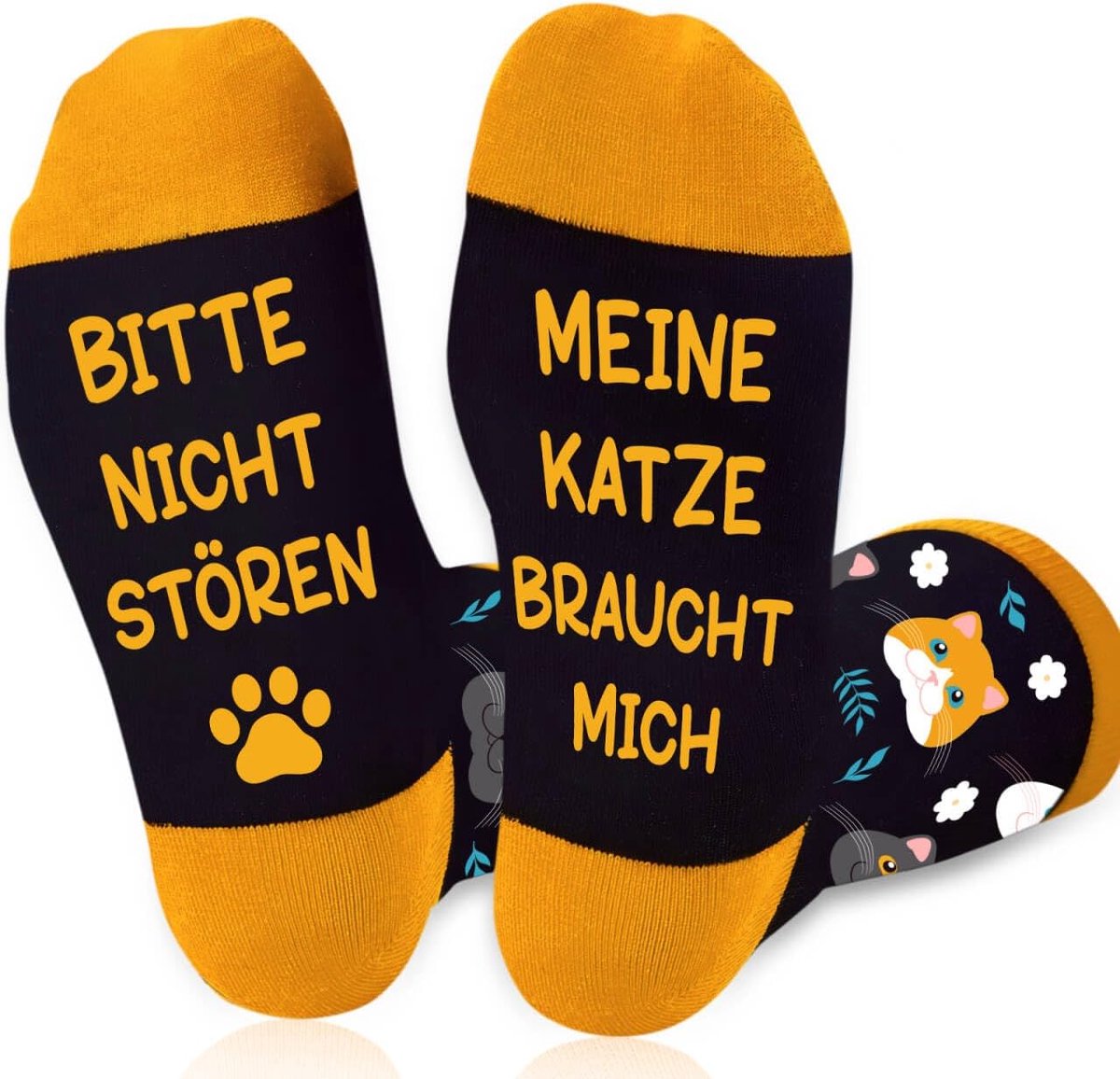Cadeaus voor vrouwen mannen sokken met kattenmotief teckel motief, grappige sokken, cadeau-ideeën voor kattenliefhebbers, hondenbezitters voor verjaardag voor Kerstmis