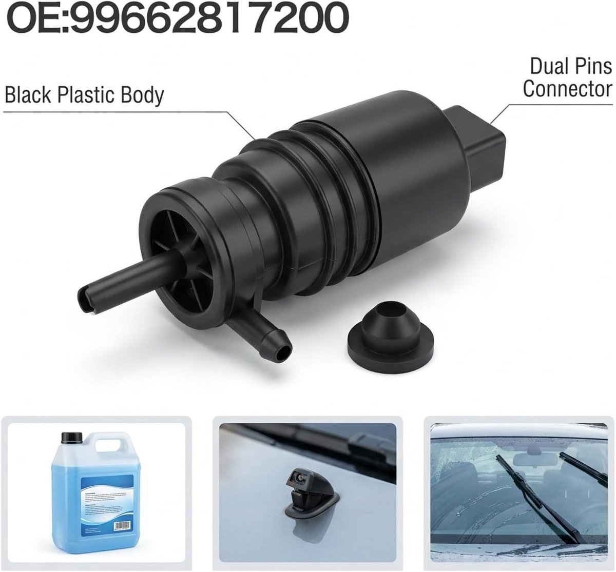 Ruitensproeierpomp met afdichting 99662817200 compatibel met Porsche Cayman 2005-2018