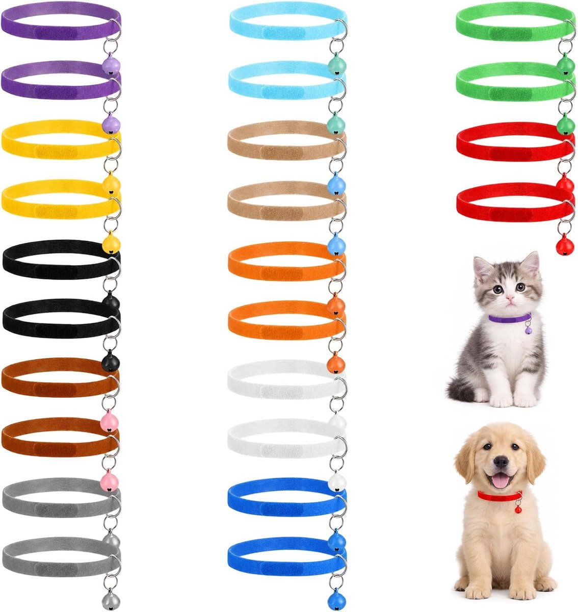 Halsbanden met bel, verstelbare kattenhalsbandset