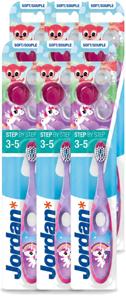 6 x Jordan - Step By Step - Kindertandenborstel - 3-5 jaar - Voordeelverpakking - 6 stuks