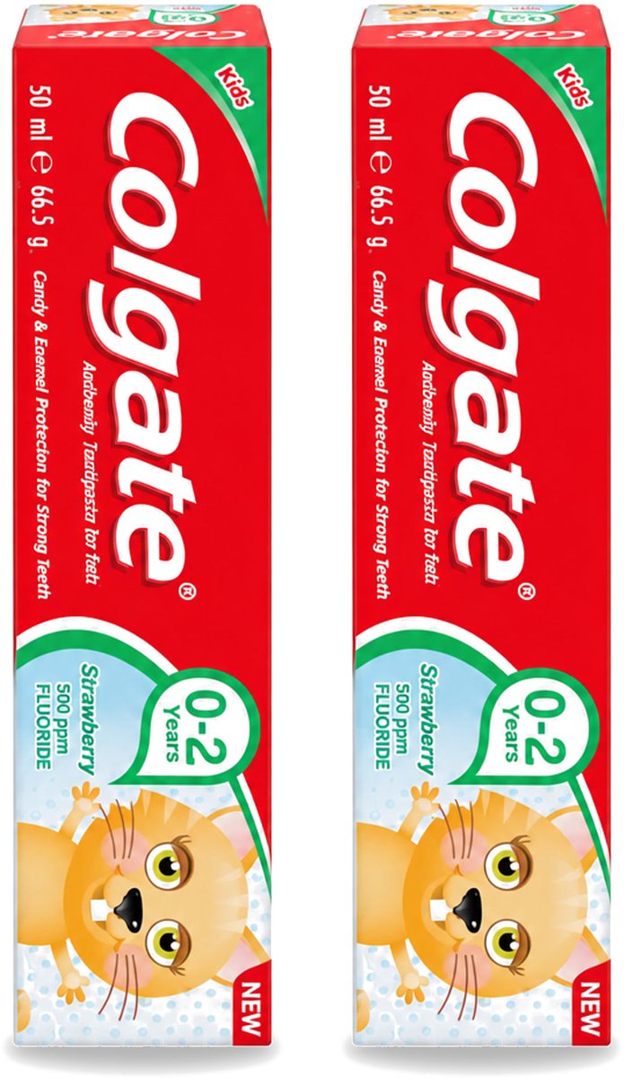 2 x Colgate - Aardbeismaak - Kindertandpasta - Voor 0 tot 2 jaar oud - 50ml - Voordeelverpakking - 2 stuks