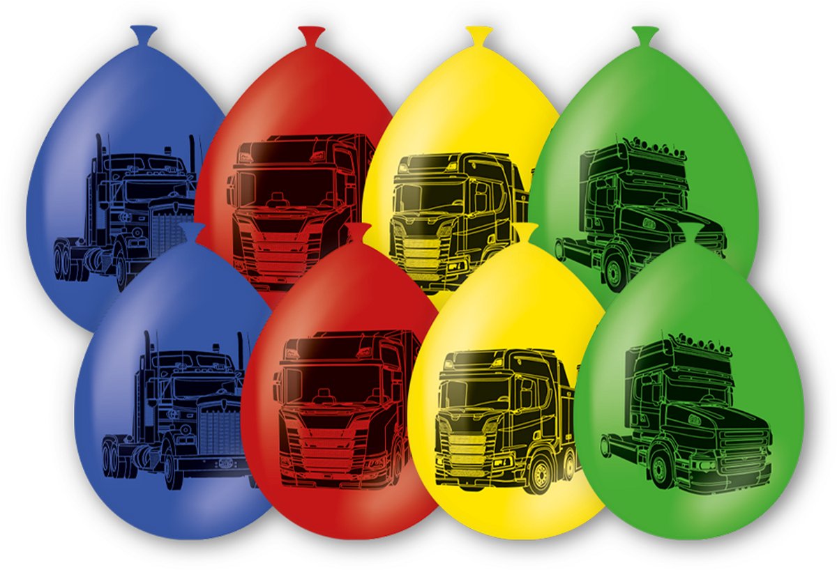 LUQ – Vrachtwagen Kinderfeestje Latexballonnen – 8St – Truck Party Birthday Decor – Verjaardag Versiering – Helium Ready