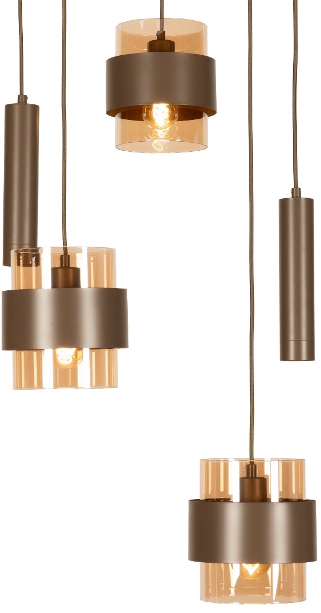 Lumidora Hanglamp 75800 - EIXAMPLE - 5 Lichts - E27 - Bruin - Metaal - ⌀ 50 cm