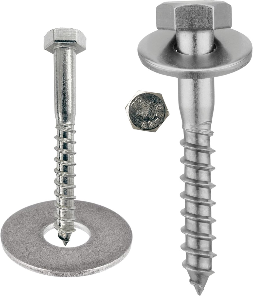 Houtschroeven 6x110 10 stuks DIN 571 (Wiener schroeven, sleutelschroeven, houtbouwschroeven) A2 V2A roestvrij staal - 6 x 110 mm