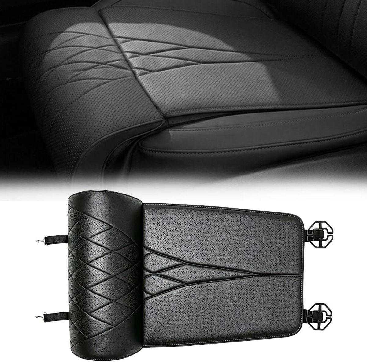 Autostoelkussen met beensteun, traagschuim, antislip, zwart