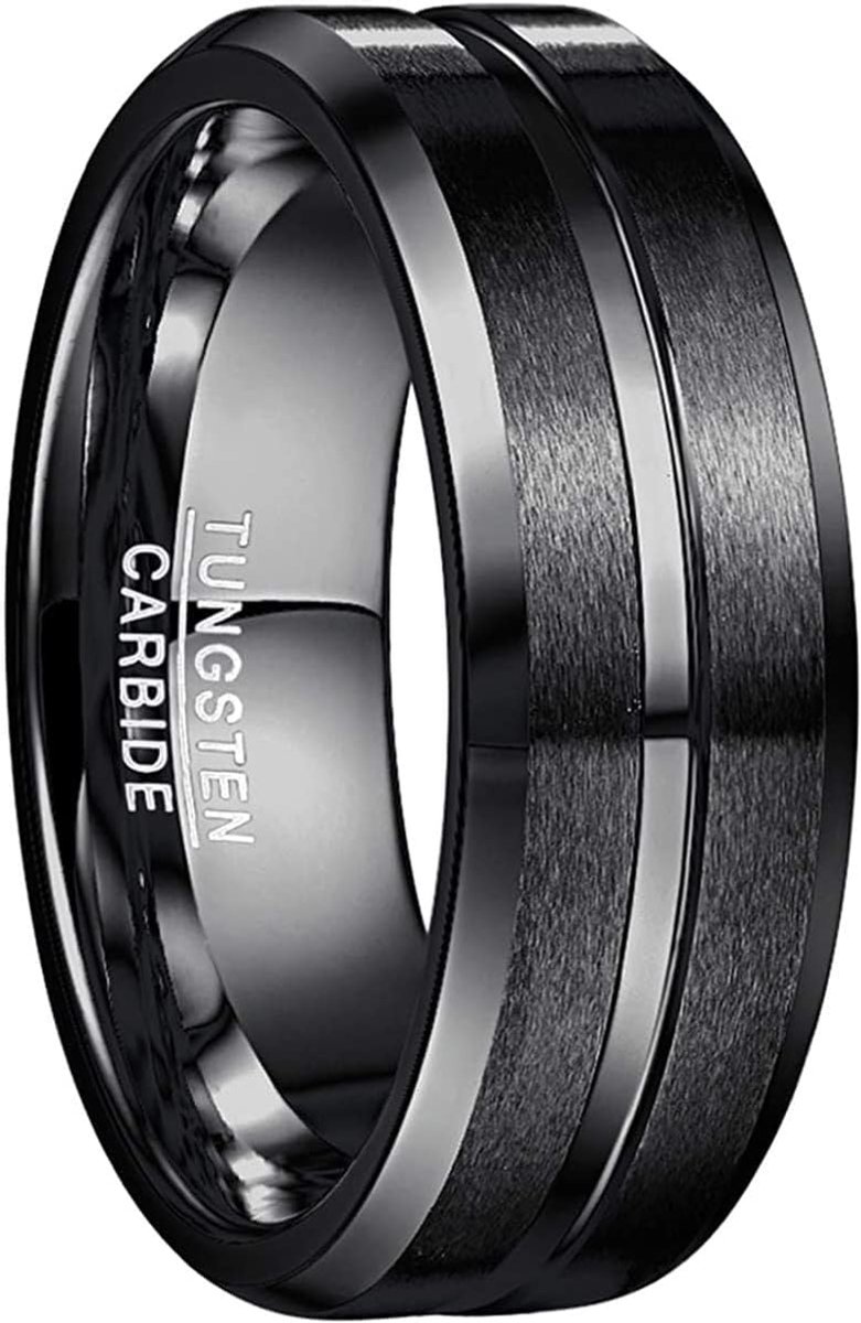 Ringe heren wolfraamcarbide zwart buitenbreedte 8 mm breed comfort fit design wolfraam ring