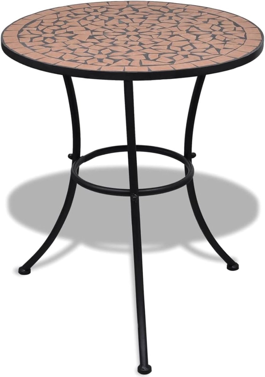 Eettafel met mozaïekdesign voor tuin of balkon, 60 x 70 cm, terracotta