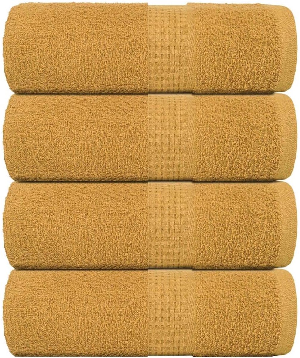 Handdoeken, 4 stuks, goud, 30 x 30 cm, 360 g/m², 100% katoen, badstof handdoeken met ophanglussen, voor keuken, badkamer, sport