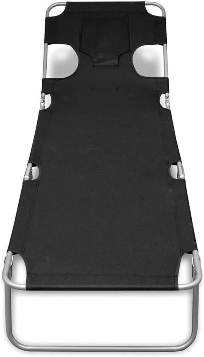 Tidyard Zonneligstoel, tuinstoel, inklapbaar, ligstoel, inklapbaar, vrijetijdsligstoel, verstelbare rugleuning met hoofdkussen, max. 120 kg, 189 x 58 x 27 cm, zwart