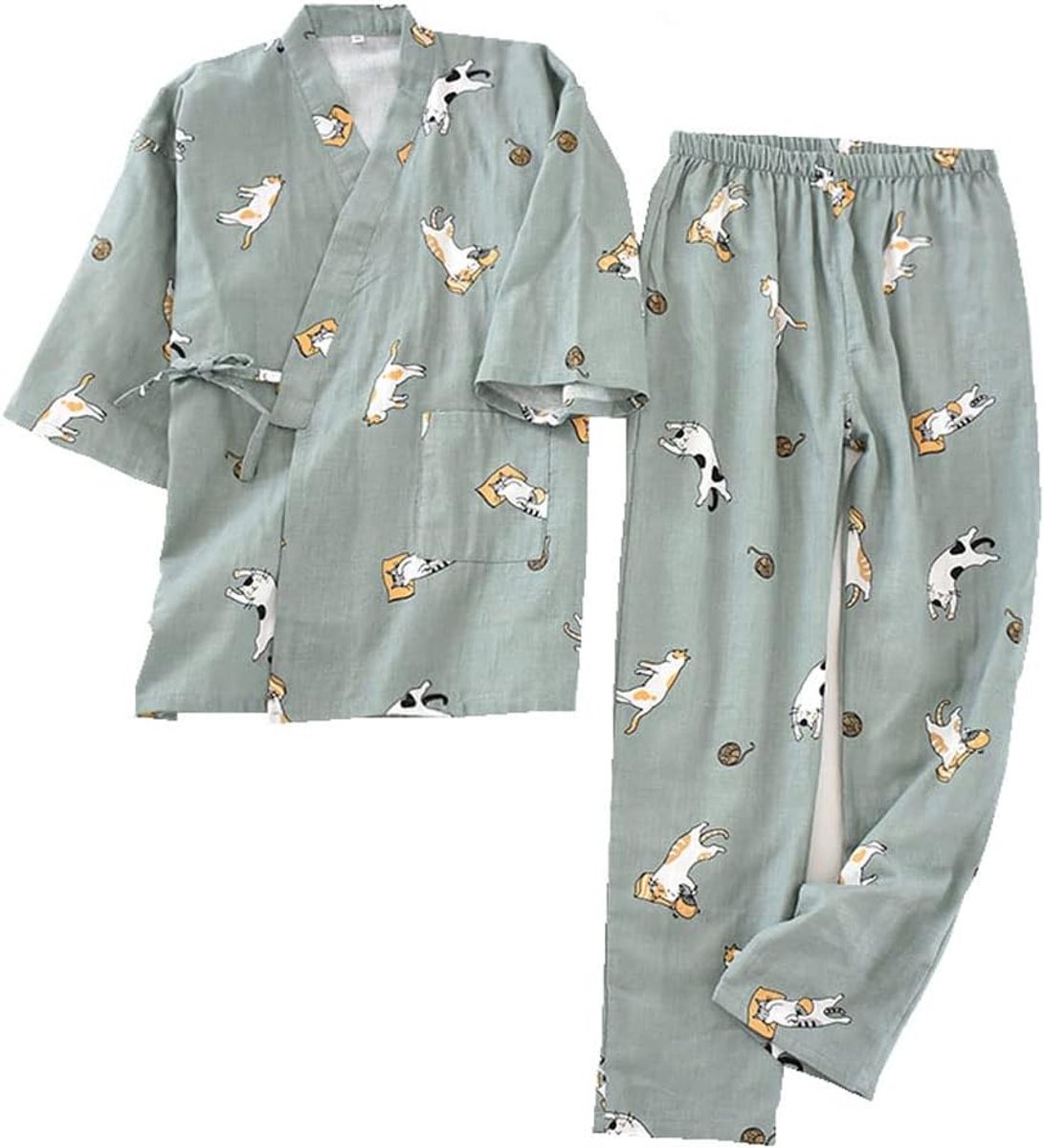 puur katoen Japanse kimono pyjama voor dames