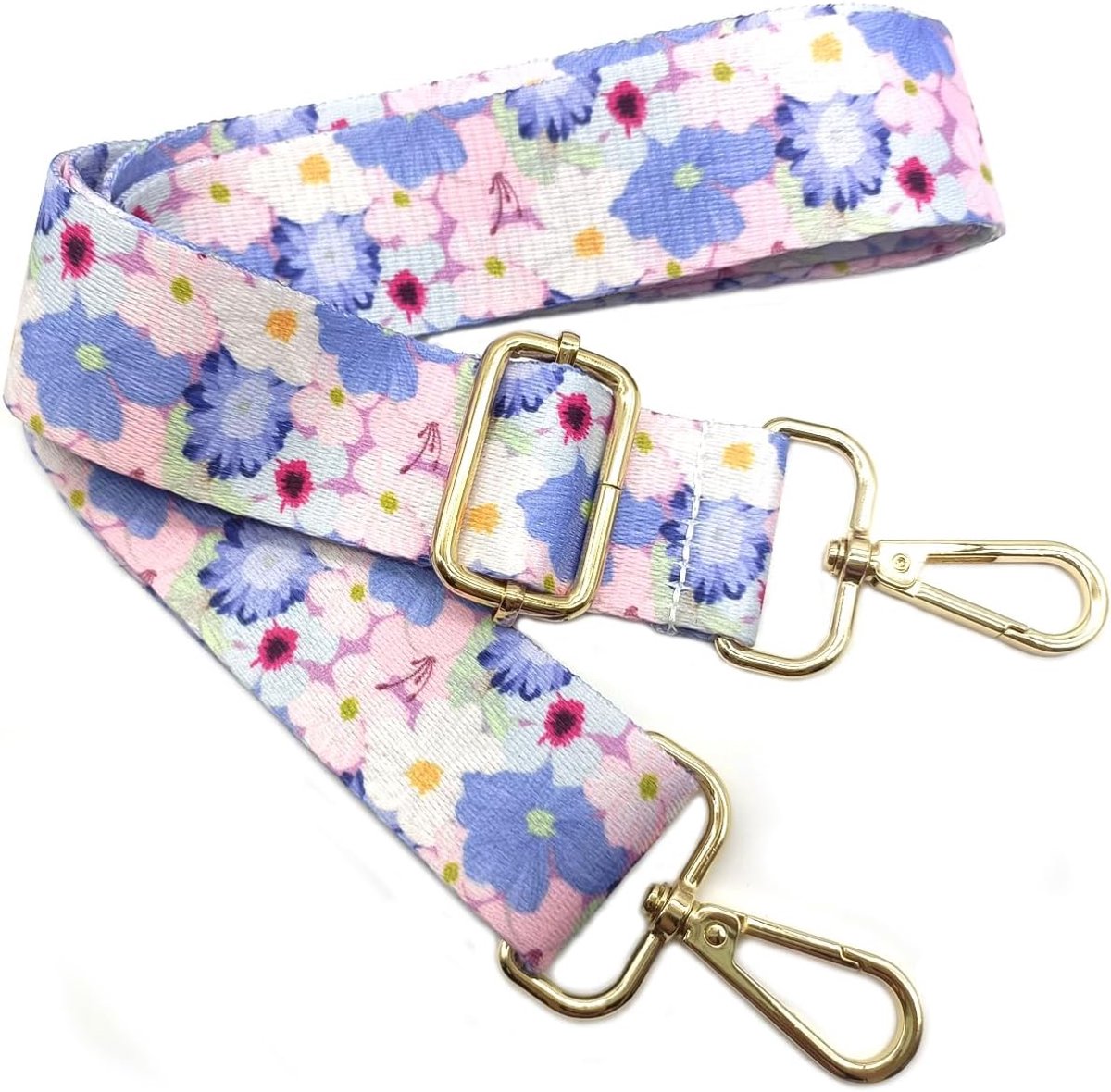 Schouderriem, verstelbaar, blauw-roze, handtasriem, vervanging, universele reserveband met gouden gesp voor dames, handtas, schoudertas, accessoires, 601