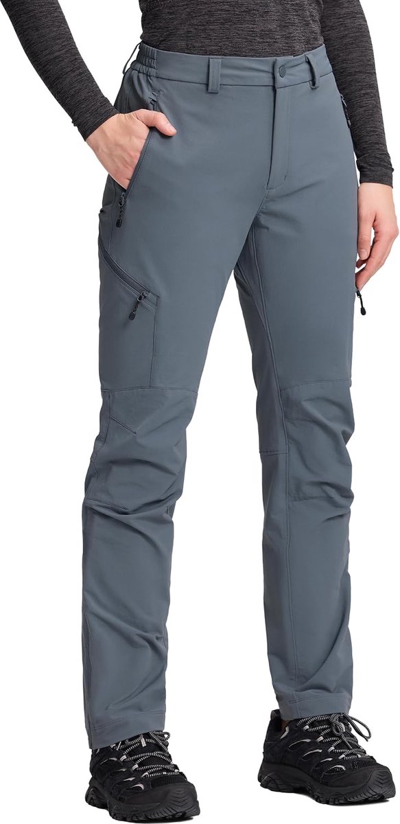 Camp Wandelbroek voor dames, stretch, functionele broek, waterdicht, trekkingbroek voor vrouwen, 3D-kniesnit, functionele broek met 4 zakken met ritssluiting