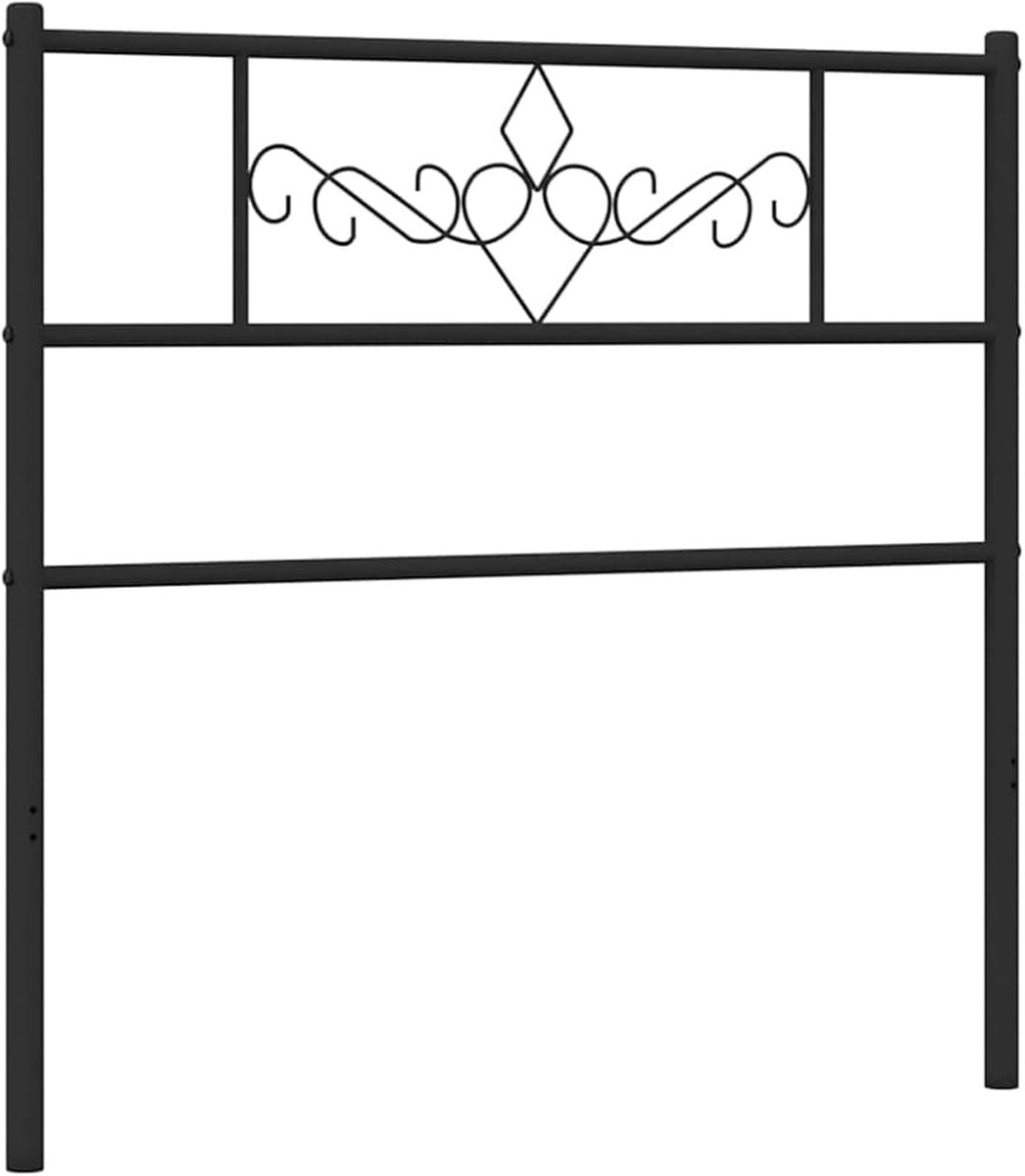 Hoofdeinde, metaal, zwart, 75 cm, voor bedden zonder hoofdeinde, ideaal voor slaapkamer en moderne woonkamers, eenvoudige montage, gemakkelijk te reinigen en rugvriendelijk zitten