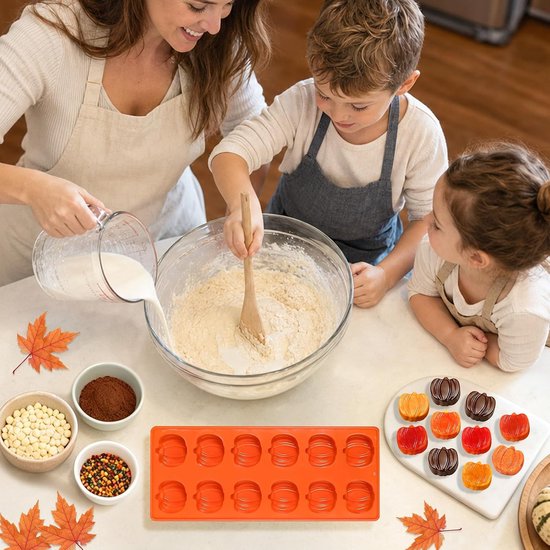 2 stuks siliconen vormen pompoen, 24 compartimenten herfst siliconen chocoladevormen, 3D siliconen vormen herfst, herfstvormen, mini herfstvormen, Halloween siliconen vorm, siliconen mallen bakken — afbeelding 3