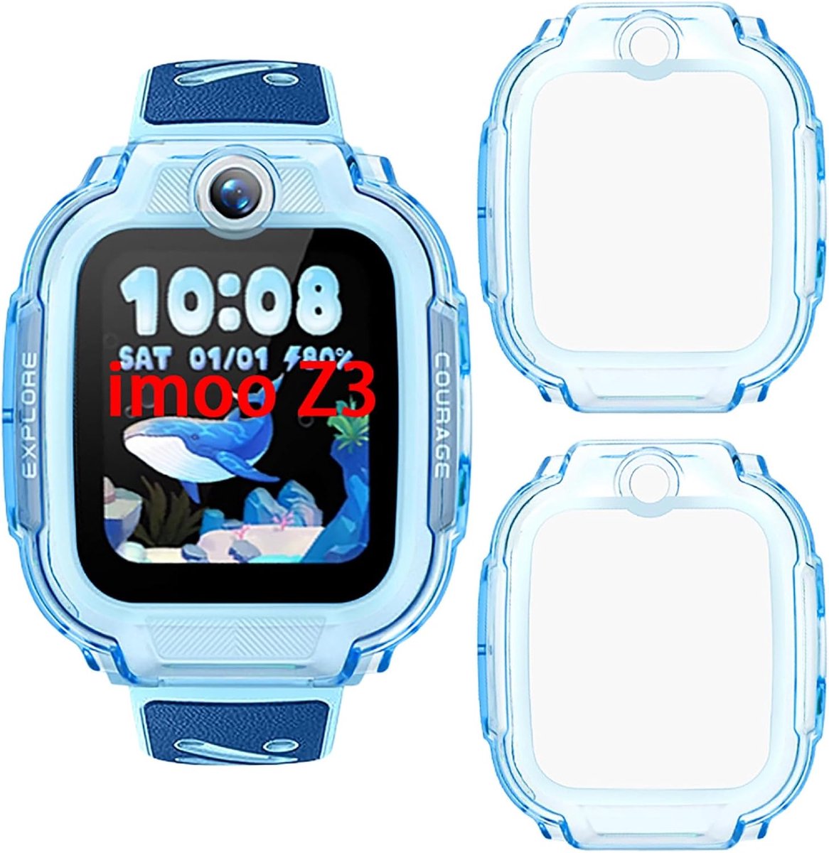Beschermhoes voor IMOO Watch Phone Z3 - 2 Stuks - TPU Zacht - Schokbestendig - Blauw