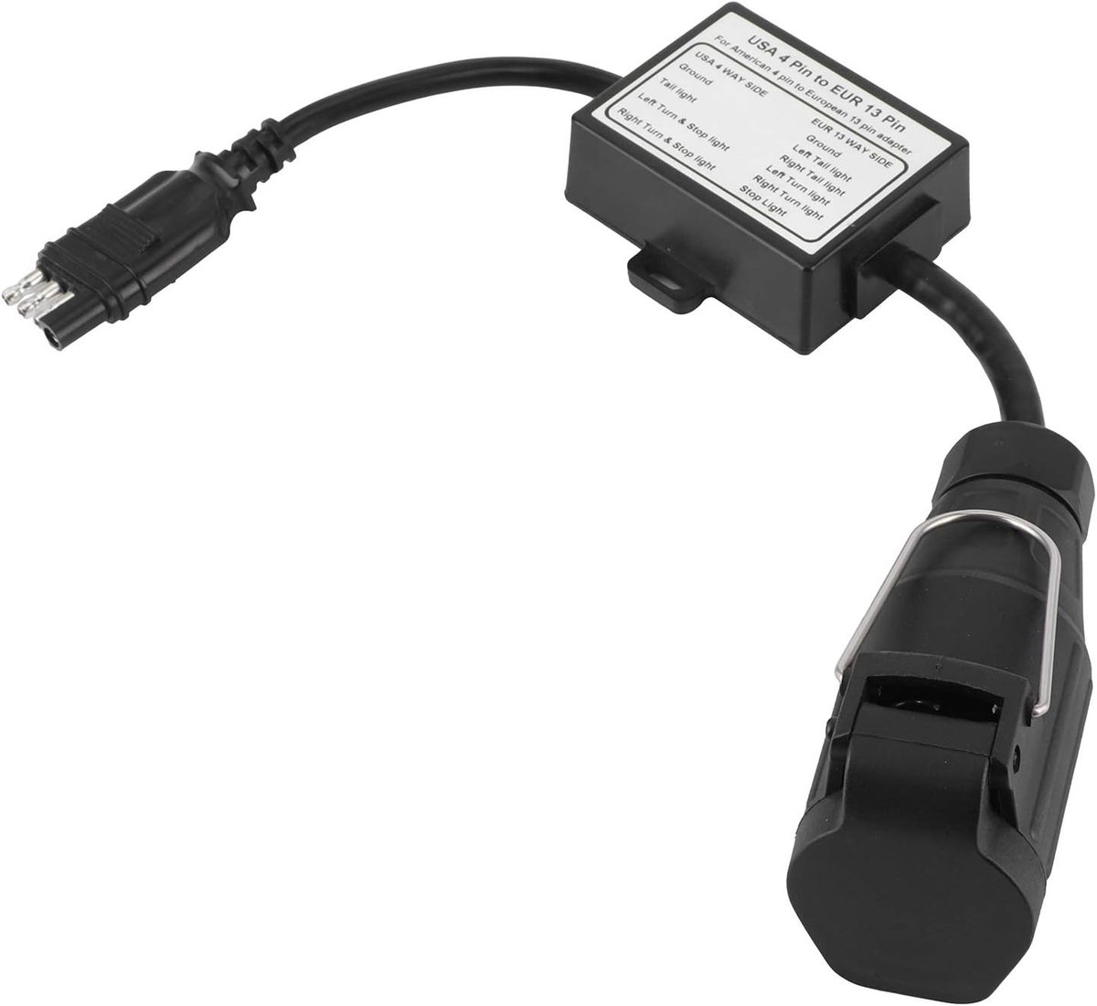 Trailerlicht inverter - 4-pins vlakke stekker - 13-pins ronde stekker - draagbare adapter - voor aanhangwagens
