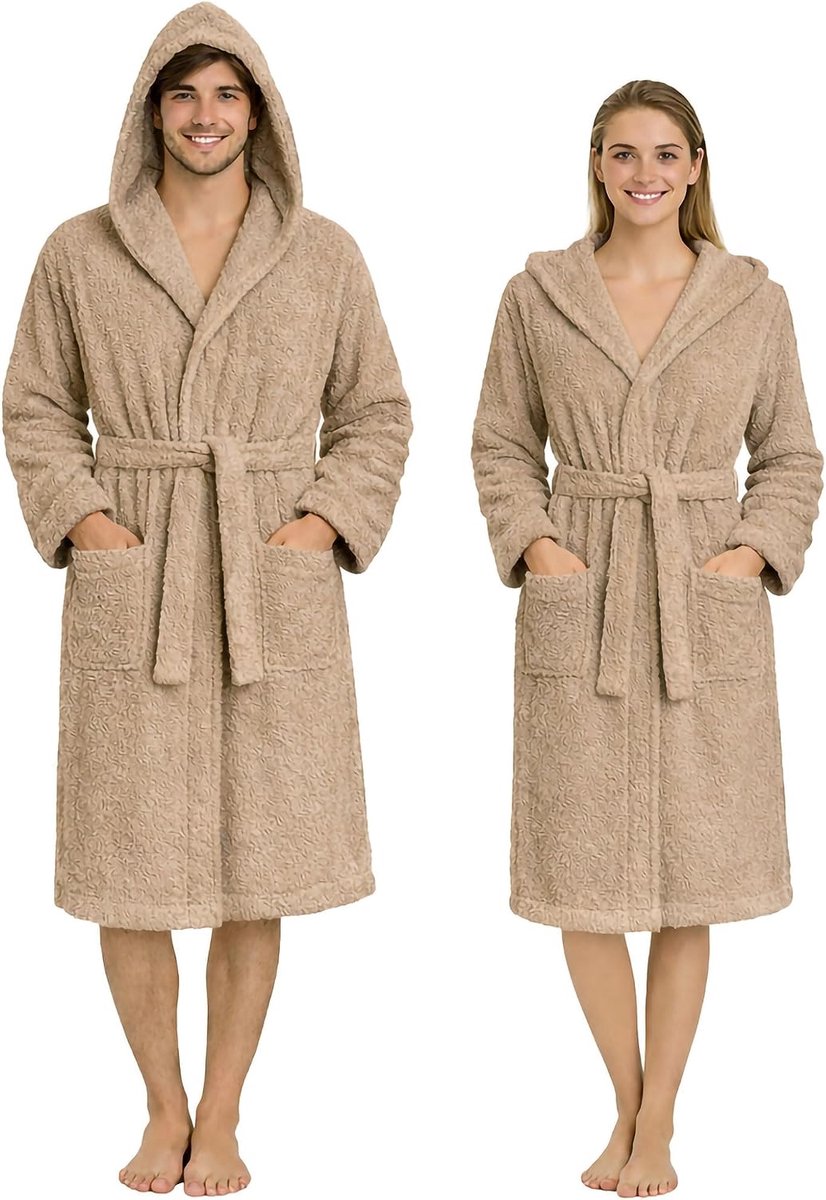 badjas van 100% katoenen badstof 400 g/m² met capuchon – zacht en absorberend, met riem, zakken en hangers – voor dames en heren volwassenen