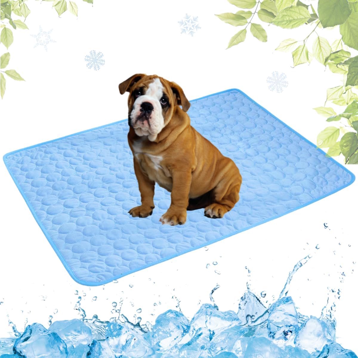 Koelmat voor Hond, Zelfkoel Hondenmat, Kat Koelmat, Niet-toxisch Huisdier Zelfkoelende Pad, Wasbaar Hondenkoelmat voor Honden en Katten in Hete Zomer Ontspannen(Blauw,50x60cm)