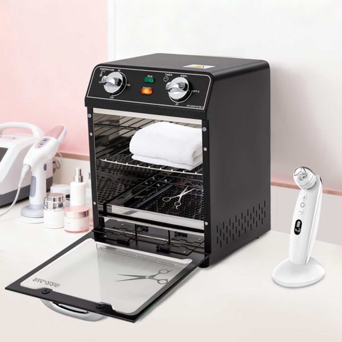 Sterilisator Voor Manicure- En Pedicureapparaat 8L - Zwart - 600 W Vermogen - Vrijstaand - Roestvrij Staal - Voor Nagelgereedschap En Handdoeken