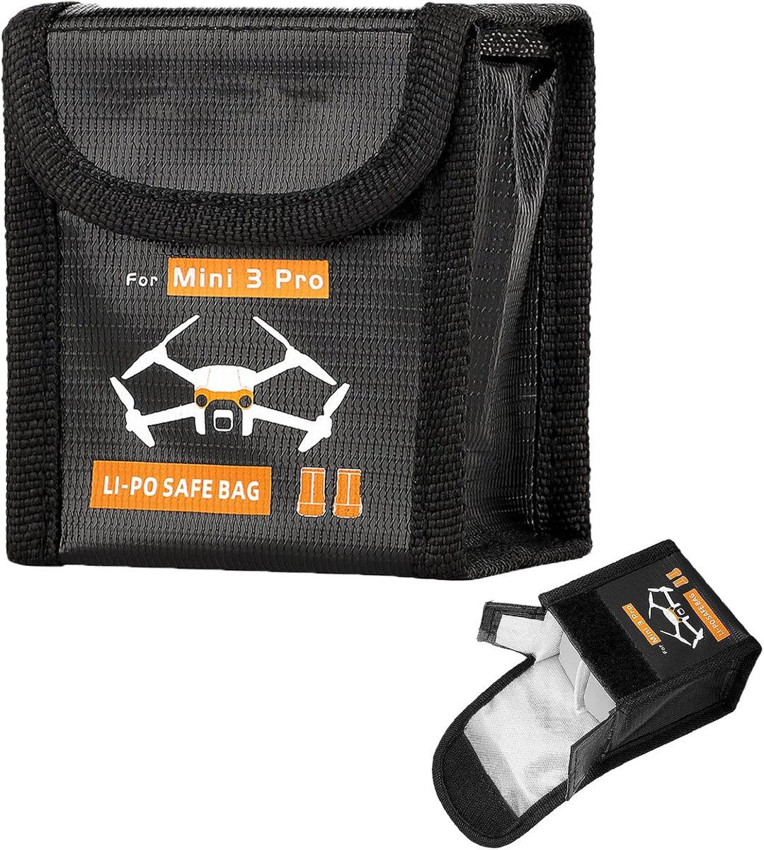 Accuveilige tas voor DJI Mini 4 Pro/4K/3 Pro/3, vuurvast, explosiebestendig, opbergdoos, veilig opladen, opbergtas, accessoires voor drone (voor 2 batterijen)