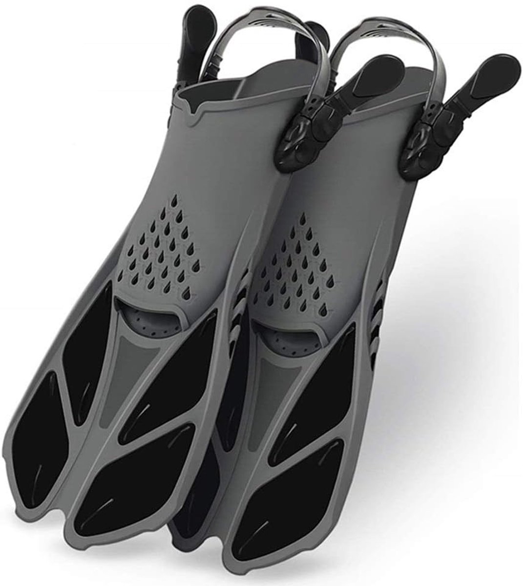 Duikvinnen, reizen snorkelen zwemvinnen, verstelbare snorkelen zwemvinnen duikvinnen flippers voor duiken, snorkelen apneu voetzak, volwassenen unisex (zwart, S/M)