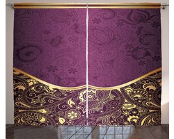 ABAKUHAUS Oosters Gordijnen, Oosters en Abstract Swirly Bloemen Lijst Vintage stijl, 2-delige gordijnset voor woonkamer en slaapkamer, 280 c