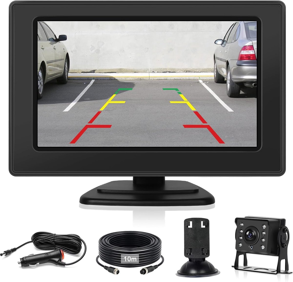 Camera de Recul pour Voiture avec Moniteur LCD 4,3 Pouces Camera Recul Vision Nocturne Étanche IP68 Système d'aide au Stationnement Facile à Installer Stabilité du Signal d'image en Temps Réel