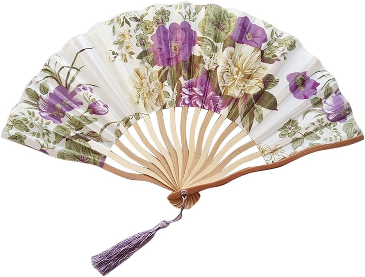 Chinese opvouwbare ventilator zomer hand gehouden fan bamboe papier vouwen decoratieve fan partij bruiloft decor dansprestaties rekwisers fans Handventilator (Color : H)