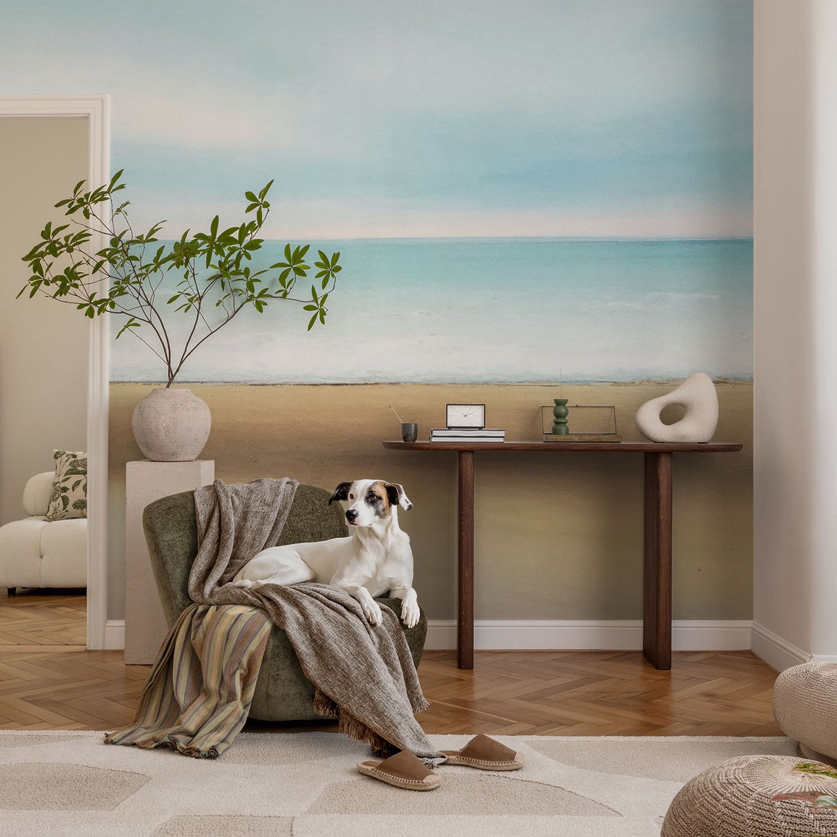 Coloray Vliesbehang - Blauw Snellijm Behang - 104x70 cm - Kustlandschap Fotobehang Vlies - Woonkamer behang Landschappen - Muurschildering - Woonkamer behang