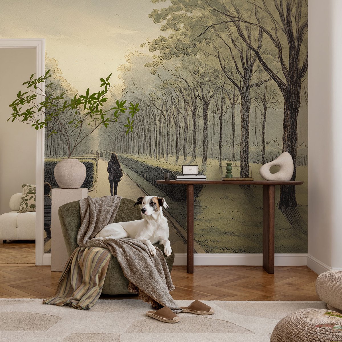 Coloray Vliesbehang - Groente Snellijm Behang - 104x70 cm - Park Vrede Muurschildering - Slaapkamer behang Landschappen - Fotobehang Vlies - Slaapkamer behang