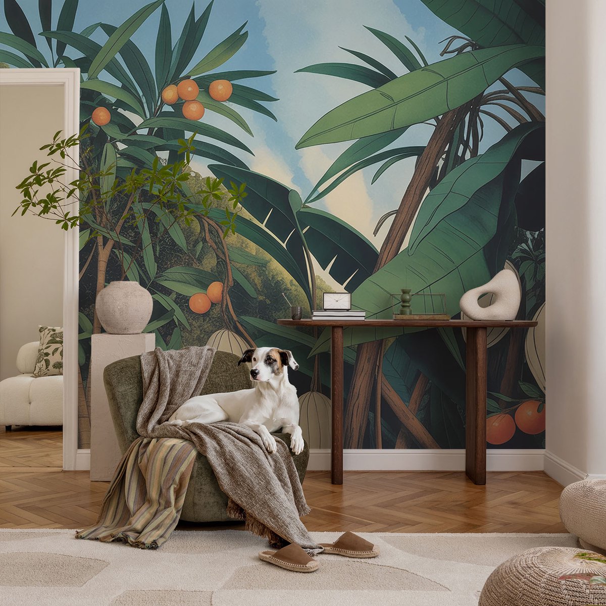 Coloray Vliesbehang - Groente Snellijm Behang - 104x70 cm - Tropische Jungle Muurschildering - Slaapkamer behang Bloemen En Planten - Fotobehang Vlies - Slaapkamer behang