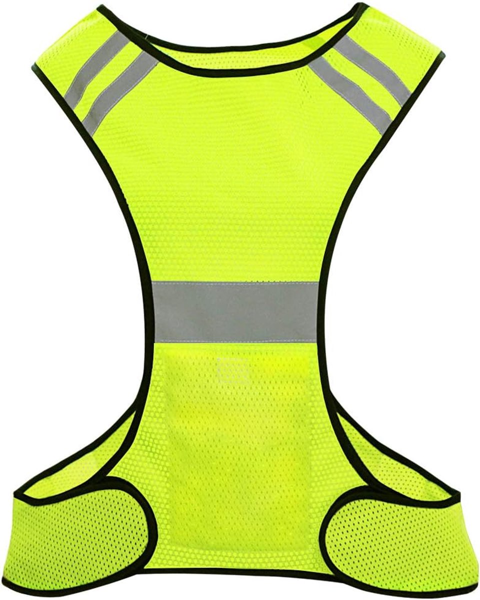 Vest Veiligheidsvest met Reflectorstrips, Hoge Zichtbaarheid Instelbaar Reflectoren Vest voor Bijvoorbeeld Joggen Rijden Hardlopen Fietsen-Geel. (Geel)