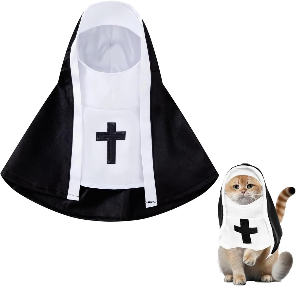 Nonnenkostuum voor katten en kleine honden - Grappige Halloween-outfit voor huisdieren en kattenkleding voors carnaval, feestjes en fotoshoots