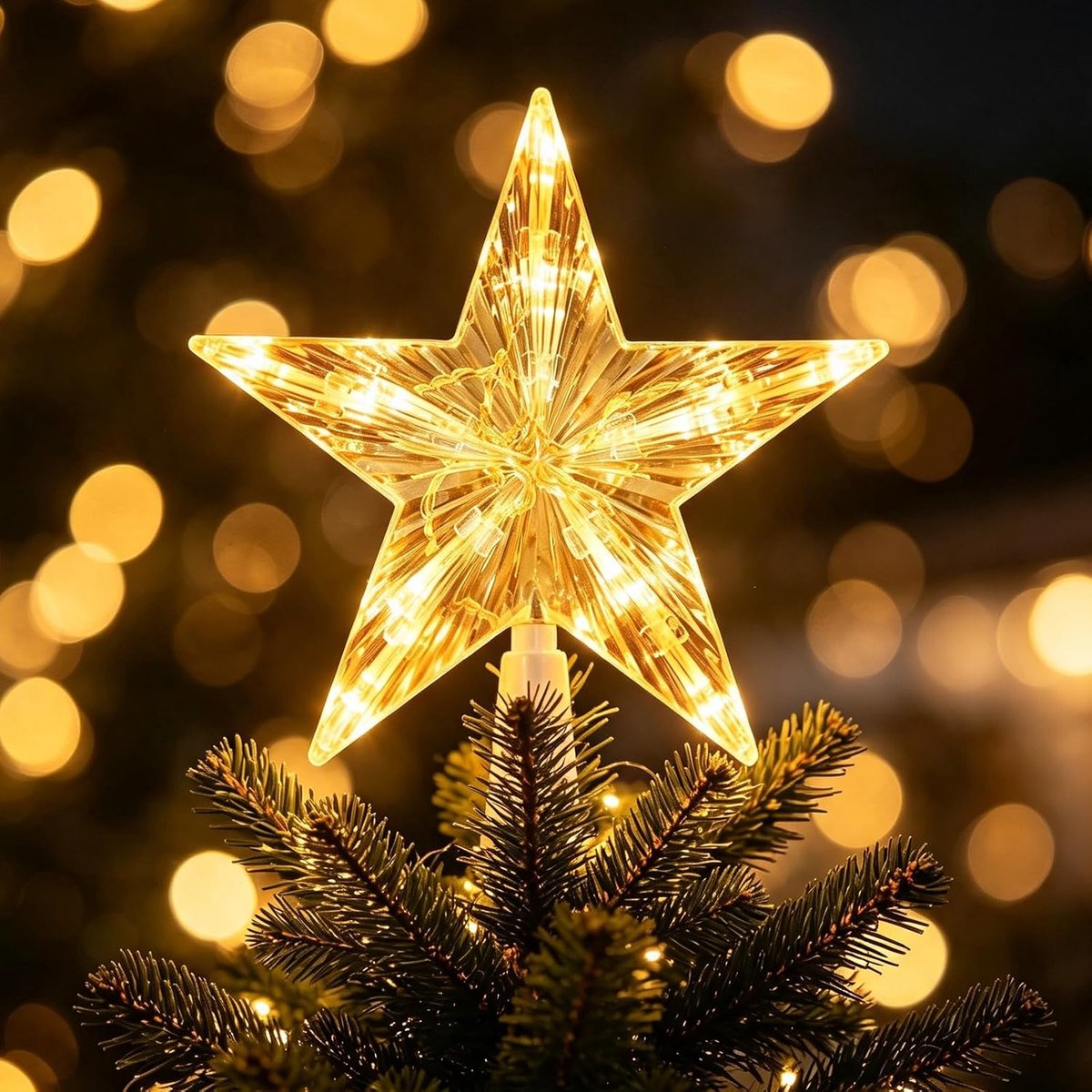Kerstboompiek met 10 leds, kerstboomtopper, kerstboompiek, stervormige punt voor kerstboom