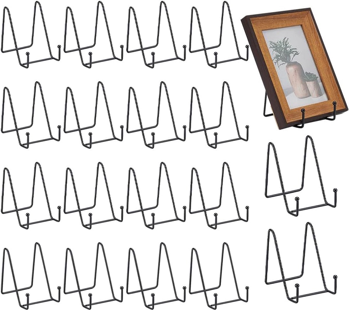 30 stuks plaatstandaards voor weergave, zwart ijzeren display, decoratieve, massief metalen plaathouders, fotolijststandaard, posterhouder voor foto's, borden, kookboeken (2,9 x 4,6 x 4,3