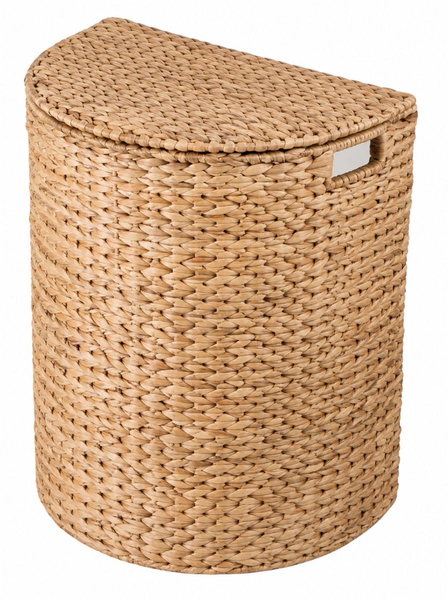 CALICOSY - Halvemaanvormige wasmand van waterhyacint met deksel L45 cm - NILA