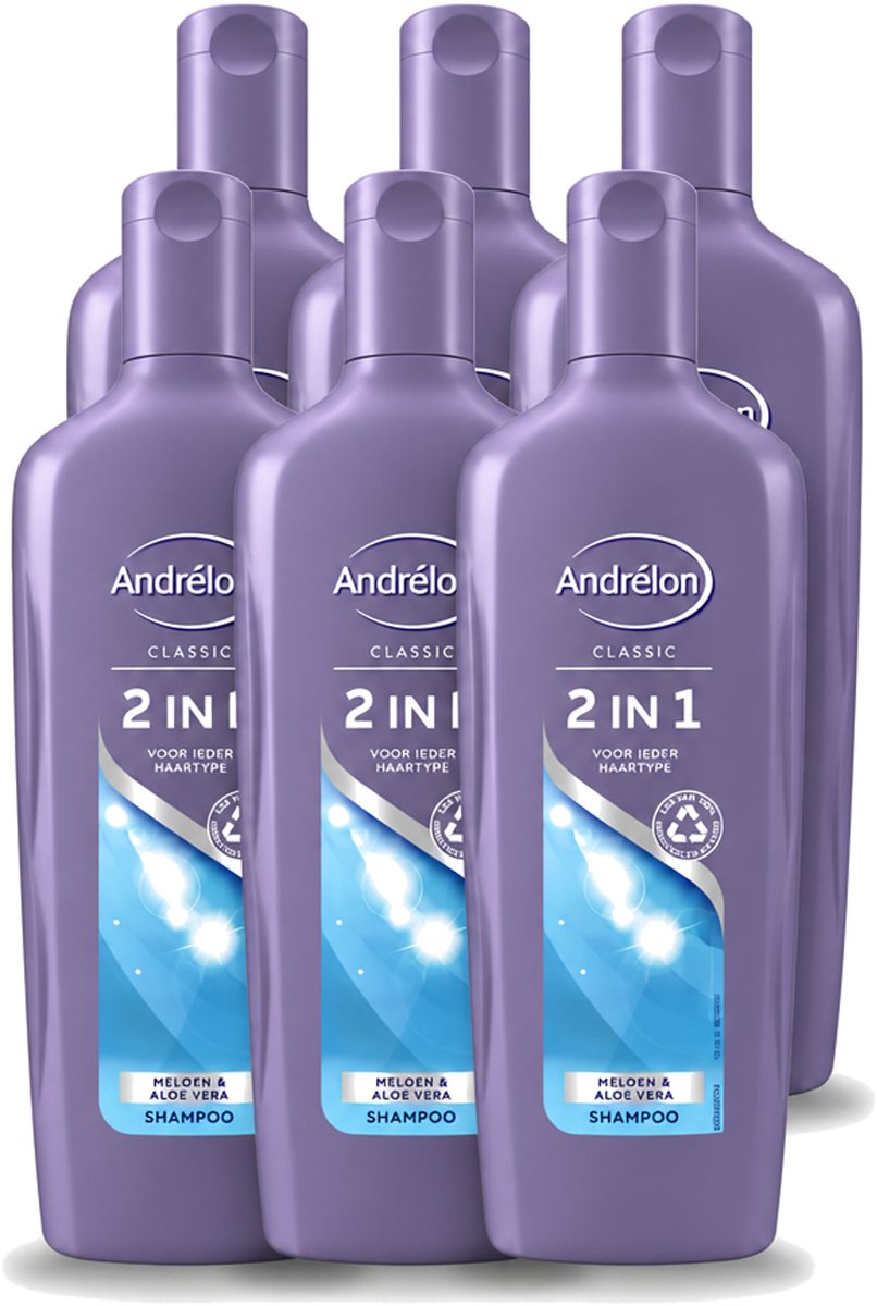 6 x Andrélon - 2-in-1 - Shampoo - Voor Snel & Effectief Wassen - 300 ml - Voordeelverpakking - 6 stuks