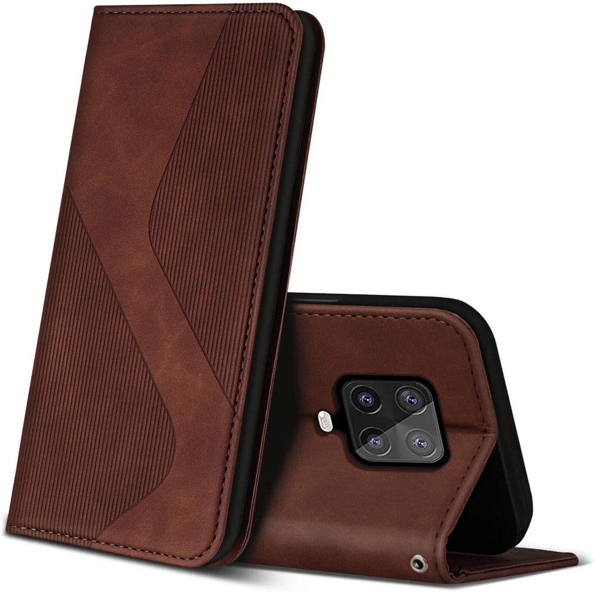 Hoesje voor Xiaomi Redmi Note 9 Pro/Redmi Note 9S, PU Kunstleer Bookcase Telefoonhoesjes met [Kaartsleuven] [Stand], Flip Case Beschermhoesje voor Redmi Note 9 Pro/Note 9S (Bruin)