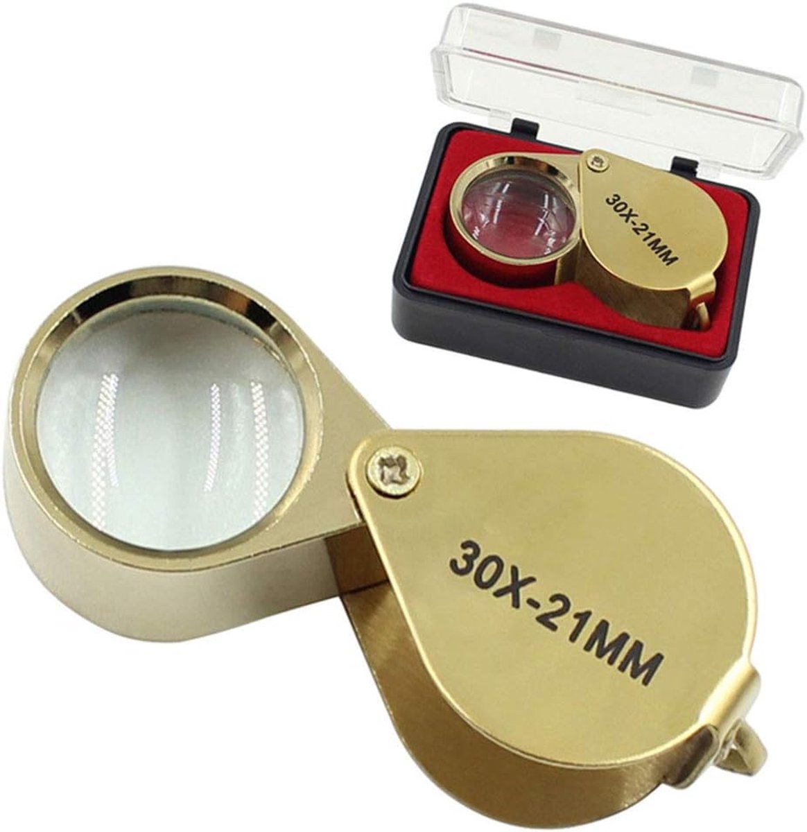 Vergrootglas, 30 X 21MM Loep Oog Vergrootglas, Opvouwbare Pocket Ambachten Sieraden Spiegel Oog Glas voor Edelstenen, Sieraden, Munten, Kaart, Postzegels, Valuta, Ouderen Gift,