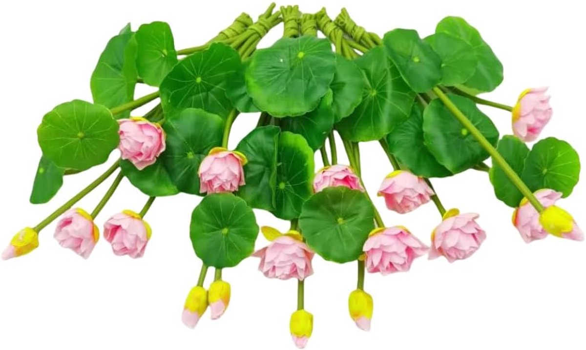 Kunstbloem Zijde Planten Drijvende Bloemen, Plastic Bloemen Lotus Bloemen, Realistische Nepbloemen Lotus Decor Gebruikt voor Aquarium Decoratie Woondecoratie (6, Roze)