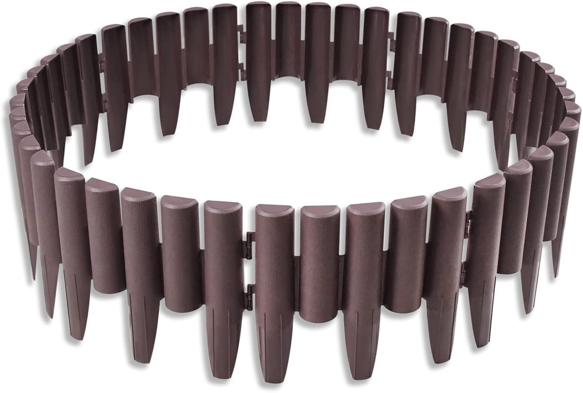 28x24cm Flexibele Gazonranden Gemaakt van Kunststof Bedrand Gazonrand Graskantstenen Houten Buitenkant Graskanten Plantenrand voor Kwekerij Pad Tuin Bloembedden (2,8m, 10 Stuks, Bruin)