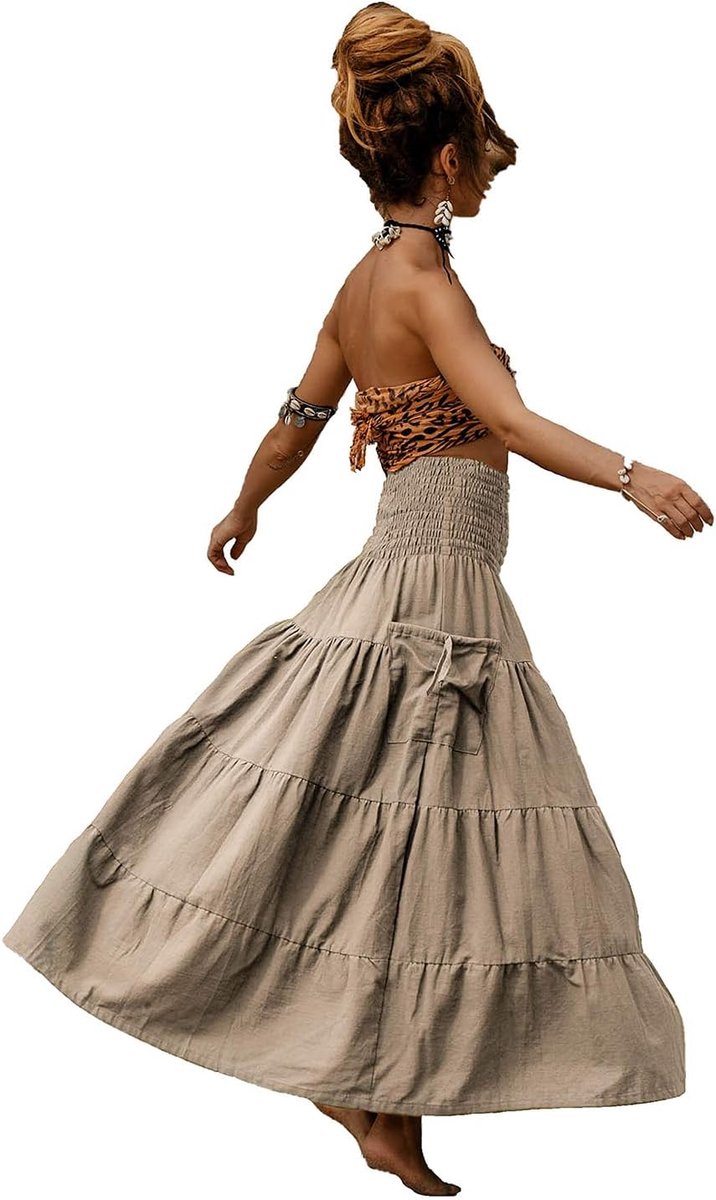 damesrok, Bohemian strandjurk, casual, zomer, 2-in-1 jurk, elegante rok met zak