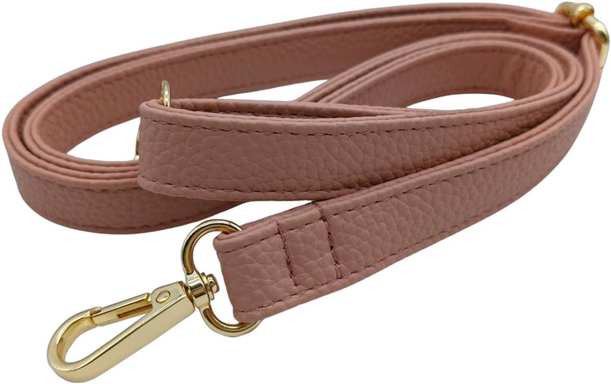 Lederen riem voor kleine tas, roze, verstelbare damestasriemen met karabijnhaak goud, 80-125 cm draagriem, tas voor dames, crossbody riem, 1,9 cm, 1805