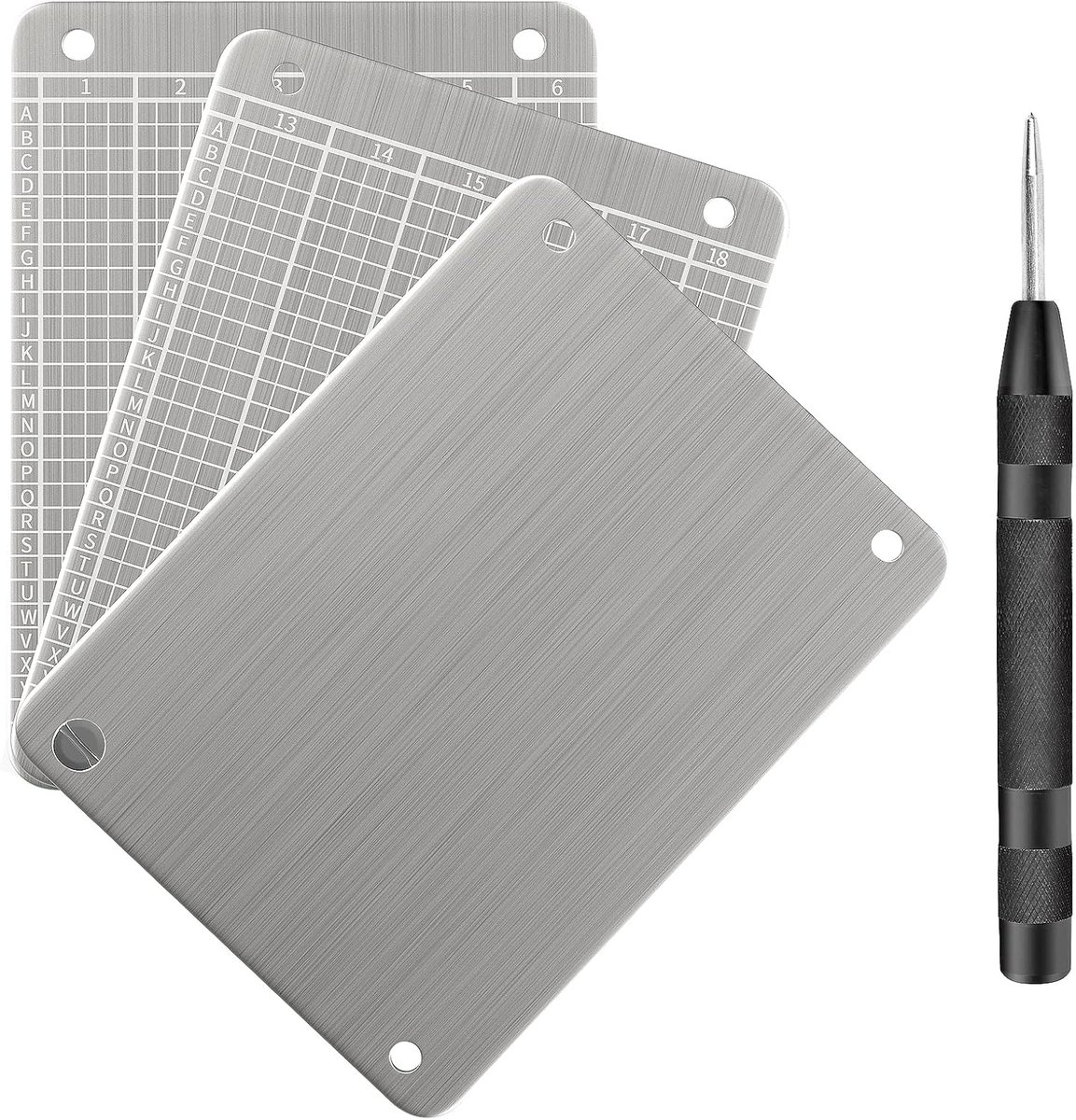 Wallet Steel Bitcoin Portemonnee, Cryptocurrency Backup voor Hardware Cold Wallet, Zaad Opslag Compatibel met alle BIP39 hardware (3 platen)