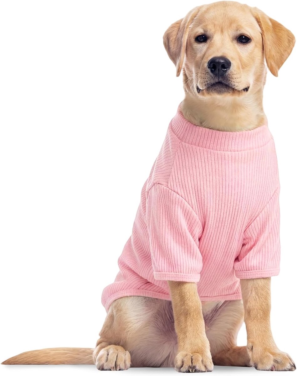 Hondengebreid T-shirt 3XL, zachte casual trui voor Labrador Golden Retriever Boxer, lichtgewicht dagelijks huisdiertopje, stijlvol puppy-T-shirt, comfortabel voor binnen en buiten, Blossom Pink