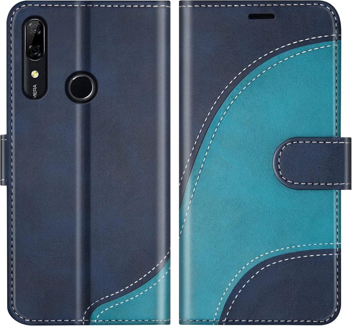 Hoesje voor Huawei P Smart Z / Y9 Prime 2019, PU Lederen Bookcase Portemonnee Beschermhoes Telefoonhoesjes, Flip Case Beschermhoesje voor Huawei P Smart Z / Y9 Prime 2019, Blauw